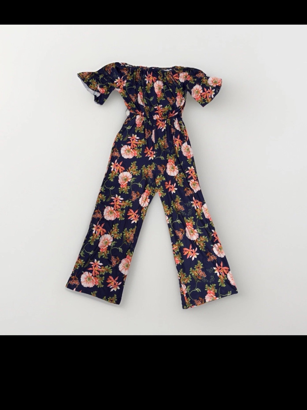 Women's Floral Jumpsuit Unbranded Size Medium Short Sleeve Wide Leg With Pockets